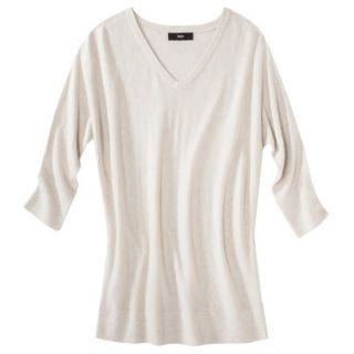 Mossimo Womens 3/4 Sleeve V Neck Value Sweater   Oatmeal Heather M