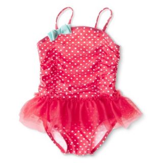 Circo Infant Toddler Girls 1 Piece Tutu Swimsuit   Coral 3T