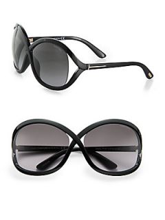 Tom Ford Eyewear Sandra Oversized Crossover Round Sunglasses   Black