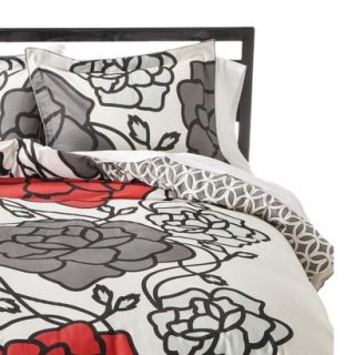 Room 365 Pop Floral Reversible Duvet Cover Cover Set   Gray/Red (Full/Queen)