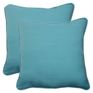 Outdoor 2 Piece Square Toss Pillow Set   Turquoise Forsyth Solid