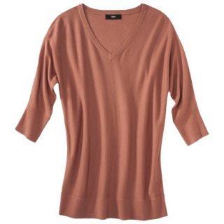 Mossimo Womens 3/4 Sleeve V Neck Value Sweater   Venetian Brown XL