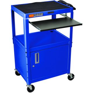 Luxor Adjustable Height Steel Cart with Locking Cabinet   400 Lb. Capacity,