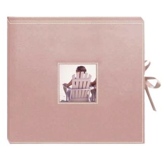 Sewn Leatherette D Ring Scrapbook   Pink