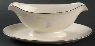 Pickard Whisper Gravy Boat with Attached Underplate, Fine China Dinnerware   Gra