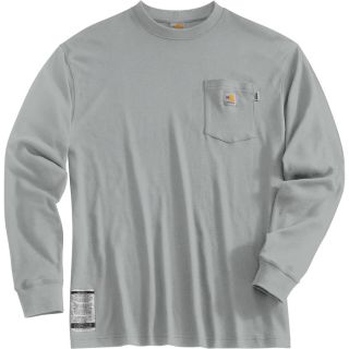 Carhartt Flame Resistant Long Sleeve T Shirt   Light Gray, 3XL, Tall Style,