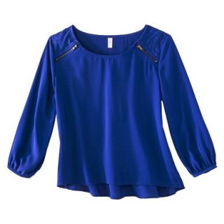 Xhilaration Juniors Long Sleeve Quilted Top   Blue XS(1)
