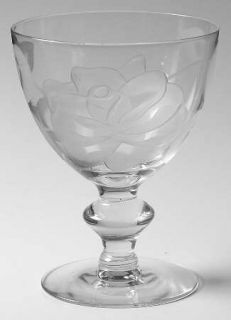 Imperial Glass Ohio Sculptured Rose Water Goblet   Stem #176, Frosted Rose On Bo