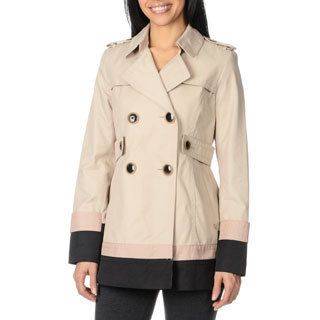 Kensie Womens Short Double Breasted Trench Coat