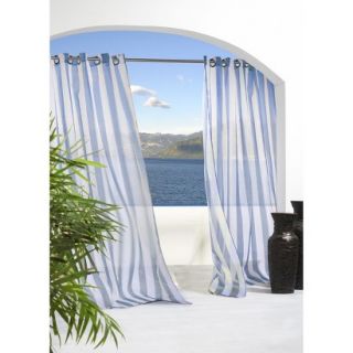 Outdoor Decor Escape Stripe Indoor/Outdoor Grommet Top Window Sheer   Blue