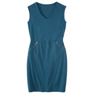 Mossimo Womens Ponte V neck Zippered Pocket Dress   Blue S