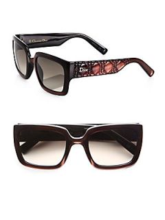 Dior Texture Accented Rectangular Optyl Sunglasses   Brown