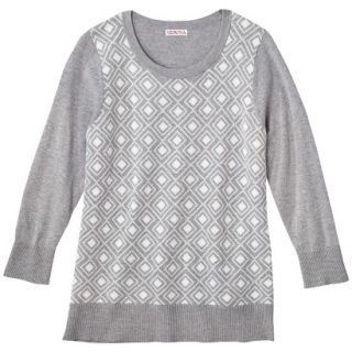 Merona Womens 3/4 Sleeve Pullover Sweater   Heather Gray   XXL