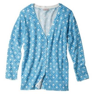 Merona Petites 3/4 Sleeve V Neck Cardigan Sweater   Blue Print XSP