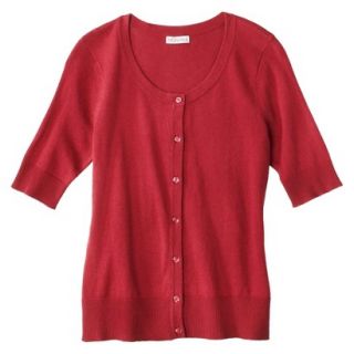 Merona Womens Short Sleeve Cardigan   Wowzer Red   L