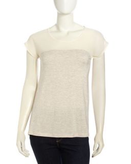 Bow Cutout Space Dyed Combo Top, Heather Gray