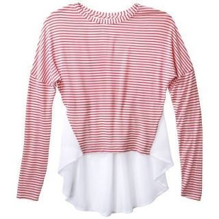 Xhilaration Juniors Striped Top with Chiffon Back   Hot Lips Red S(3 5)