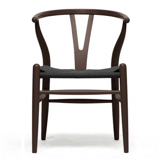 Wishbone Chair Brown Wood Y Chair With Black Seat