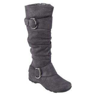 Journee Collection Grey Slouch Boot w/Buckle   7.0