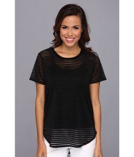 Vince Camuto Sheer Stripe Tee w/ Cami Womens Short Sleeve Pullover (Black)
