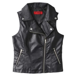 Coffee Shop Juniors Faux Leather Vest  Black XL