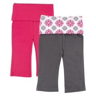 Yoga Sprout Newborn Girls 2 Pack Yoga Pants   Grey/Pink 0 3 M
