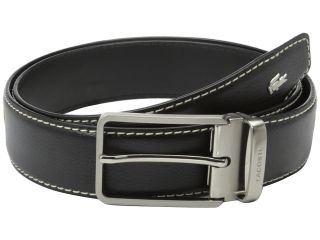 Lacoste Leather Stitched Seam Belt Metal Croc Mens Belts (Black)
