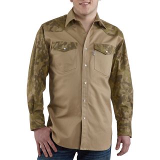 Carhartt Ironwood Snap Front Twill Work Shirt   Khaki/Camo, 3XL, Model S209