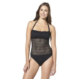 Mossimo Womens Crochet Mix and Match 1 Piece Swimsuit  Black L