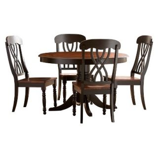 Dining Table Set 5 Piece Countryside Round Table Set   Antique Black