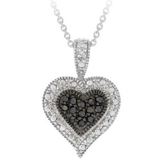 Sterling Silver Diamond Accent Heart Necklace   Black