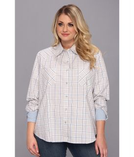 Roper Plus Size 9012 Off The Grid Check Womens Long Sleeve Button Up (Brown)