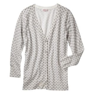 Merona Petites 3/4 Sleeve V Neck Cardigan Sweater   Gray Print XLP