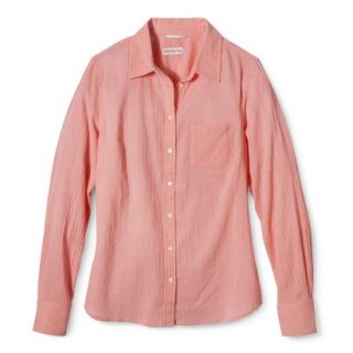Merona Womens Favorite Button Down Gauze Shirt   Moxie Peach   M