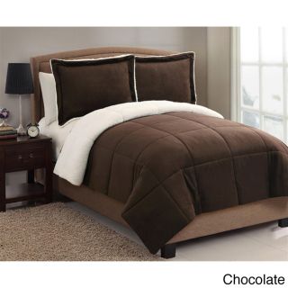 Victoria Classics Micro Mink Sherpa 3 piece Comforter Set Brown Size Twin