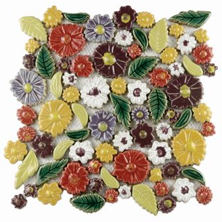 Somertile Bloom Perennial 11.75x11.75 in Hand painted Ceramic Wall Tile (case Of 5)