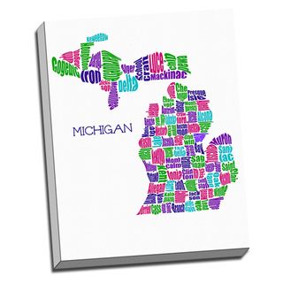 Michigan Typography Map Wall Art