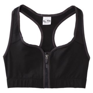 C9 by Champion Womens Zip Compression Bra With Mesh   Limo Black XS