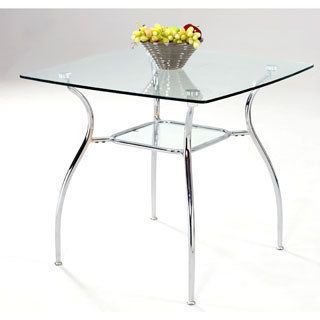 Square Glass Top Metal Dining Table