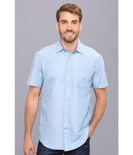 Nautica Ramie/Cotton Solid S/S Button Down Shirt Mens Short Sleeve Button Up (White)