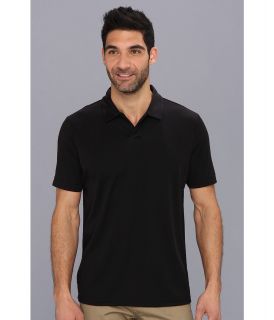 Perry Ellis S/S Cotton Polyester Open Polo Shirt Mens Short Sleeve Pullover (Black)