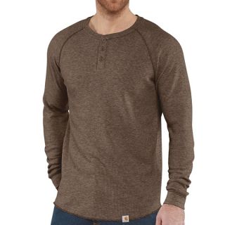 Carhartt Thermal Knit Henley Shirt   Lightweight  Long Sleeve (For Men)   DARK BROWN HEATHER (2XL )