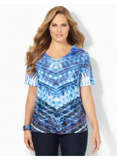 Catherines Plus Size Electric Thrill Top   Womens Size 0X, Surf The Web