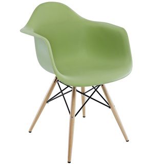 Wood Pyramid Green Arm Chair