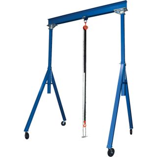 Vestil Adjustable Steel Gantry Crane   4,000 Lb. Capacity, 20 Ft. L I Beam,