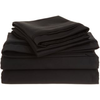 None Egyptian Cotton 1500 Thread Count Solid Oversized Sheet Set Black Size California King
