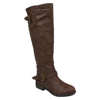 Womens Bamboo By Journee Studded Buckle Detail Boot   Brown 6