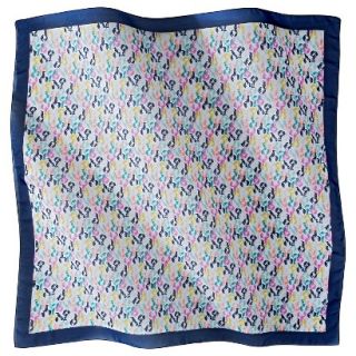 Multicolor Lobster Print Scarf with Blue Border   Blue