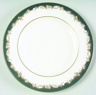 Minton Grosvenor Bread & Butter Plate, Fine China Dinnerware   Green Band W/ Gol