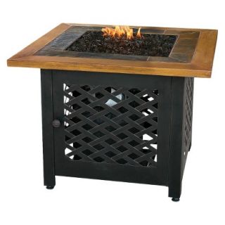 Uniflame Square Slate Tile and Faux Wood Propane Fire Pit
